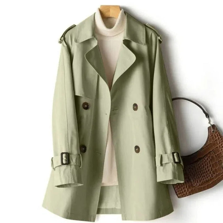 Lange trenchcoat met riem en dubbele knoopsluiting