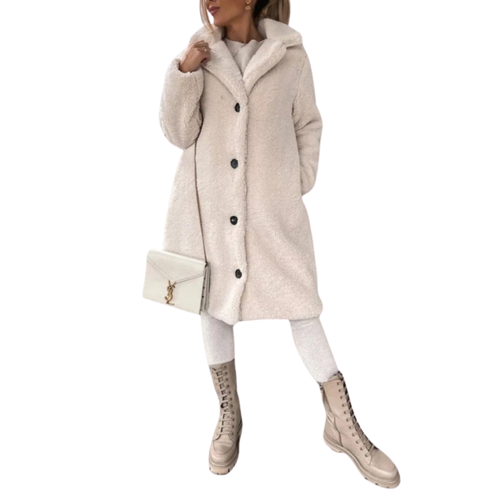 Lange winterjas met kraag en rechte voorkant