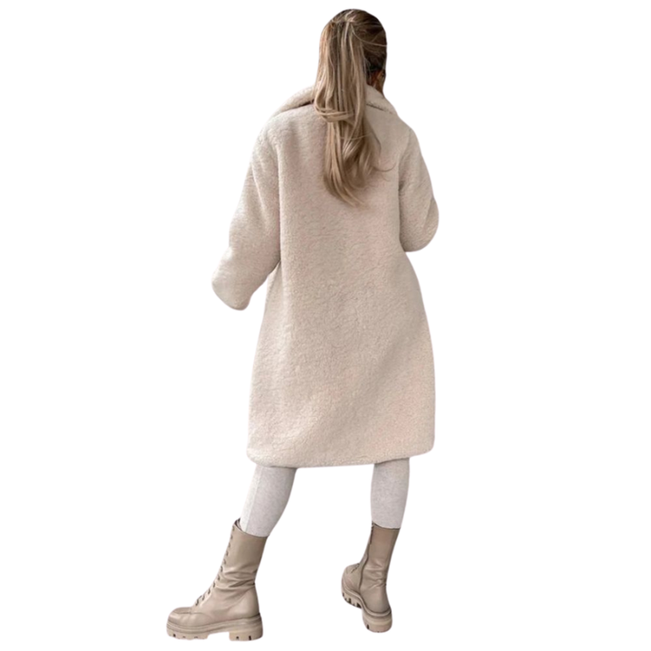 Lange winterjas met kraag en rechte voorkant