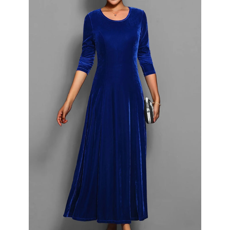 Maxi-jurk voor dames met ronde hals en driekwartmouwen