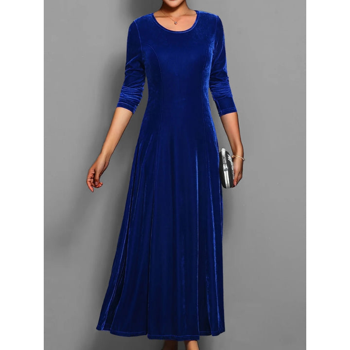 Maxi-jurk voor dames met ronde hals en driekwartmouwen