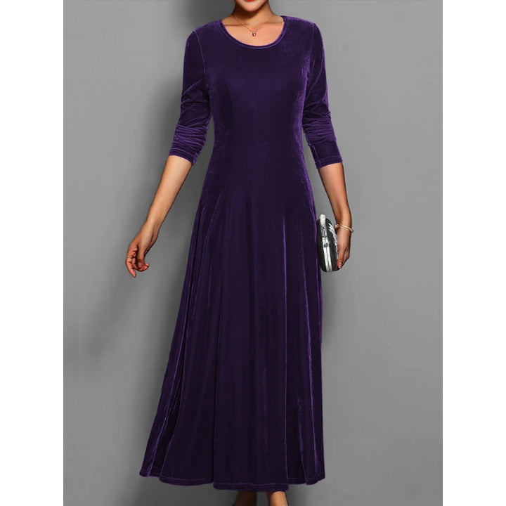 Maxi-jurk voor dames met ronde hals en driekwartmouwen