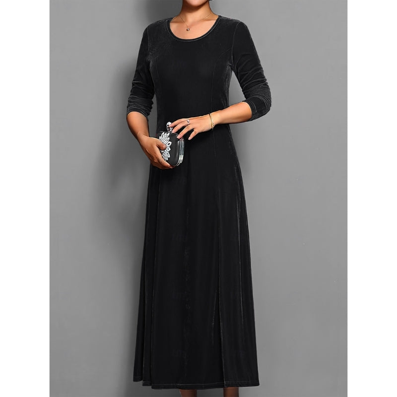 Maxi-jurk voor dames met ronde hals en driekwartmouwen