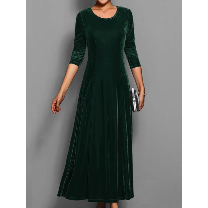 Maxi-jurk voor dames met ronde hals en driekwartmouwen