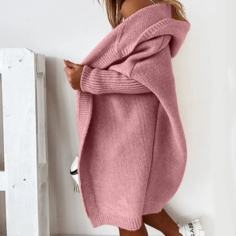 Oversized gebreide cardigan met capuchon voor dames