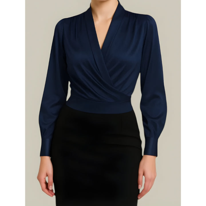 Overslag blouse met v-hals en lange mouwen