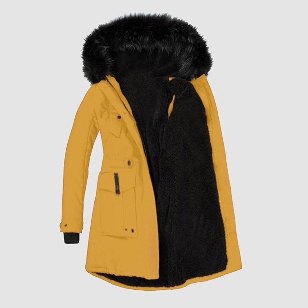 Parka met capuchon imitatiebont en voorzakken