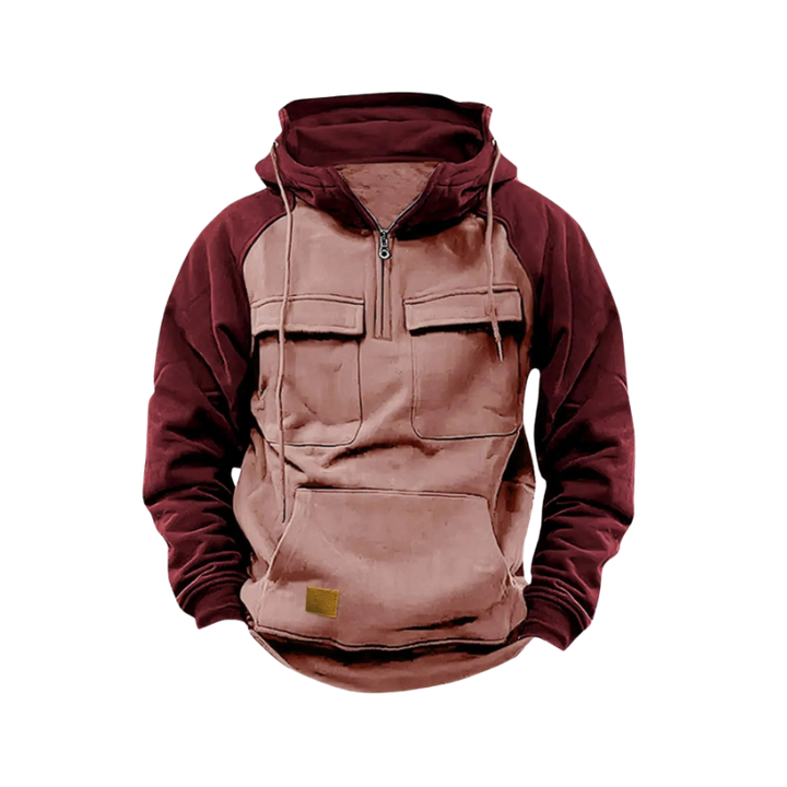 Sweatshirt met capuchon, halve rits en zakken