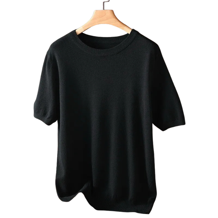T-shirt met ronde hals van breiwerk ontworpen voor seizoensgebruik