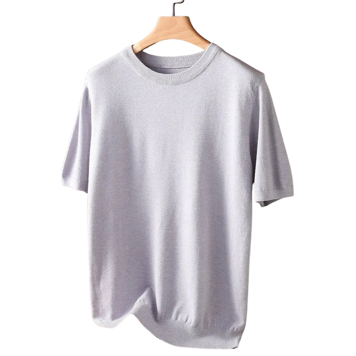 T-shirt met ronde hals van breiwerk ontworpen voor seizoensgebruik
