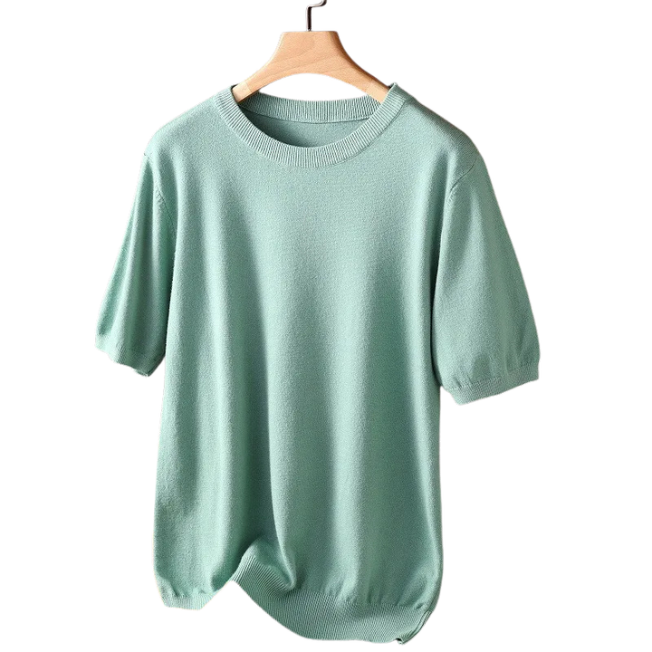 T-shirt met ronde hals van breiwerk ontworpen voor seizoensgebruik