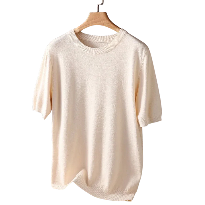 T-shirt met ronde hals van breiwerk ontworpen voor seizoensgebruik