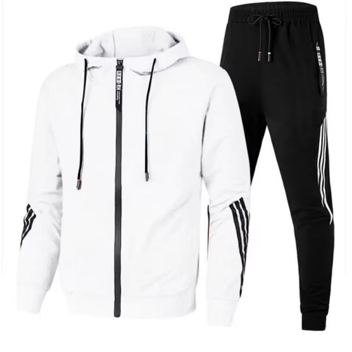 Tweedelige sportkleding trainingspakset voor heren bestaande uit jas en joggingbroek