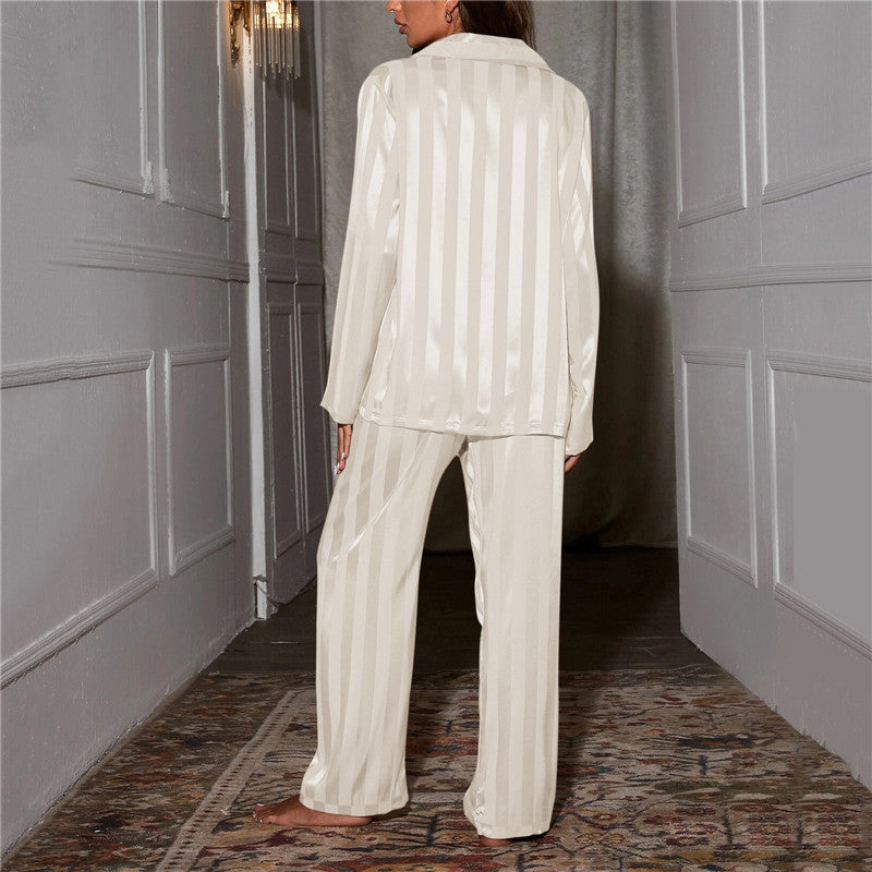 Dames satijnen pyjama set met lange mouwen top en broek
