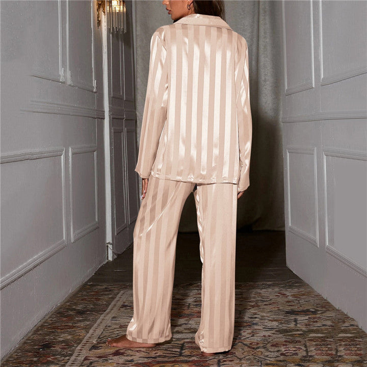 Dames satijnen pyjama set met lange mouwen top en broek