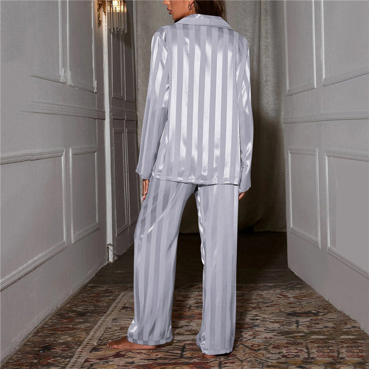 Dames satijnen pyjama set met lange mouwen top en broek
