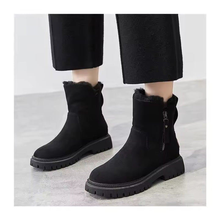 Warme met bont gevoerde platform winter enkellaarsjes voor dames