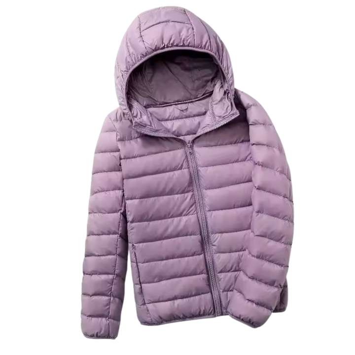 Winterpufferjack met capuchon voor dames met draagbare tas