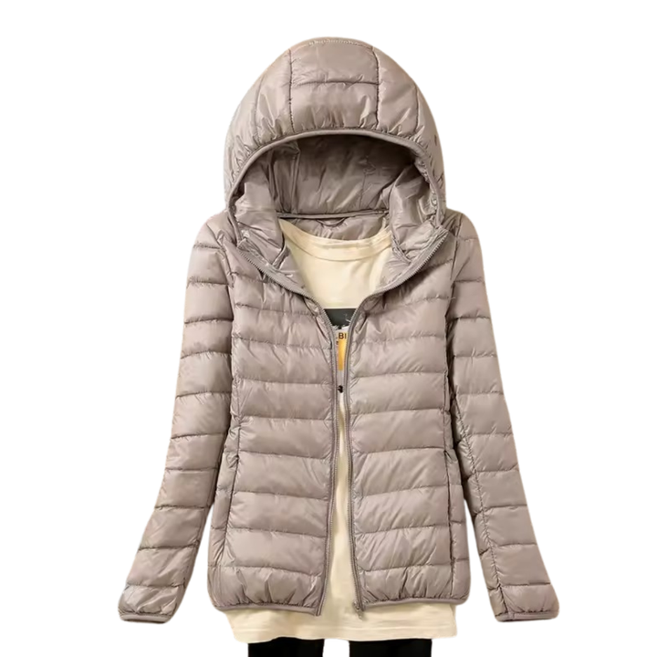 Winterpufferjack met capuchon voor dames met draagbare tas