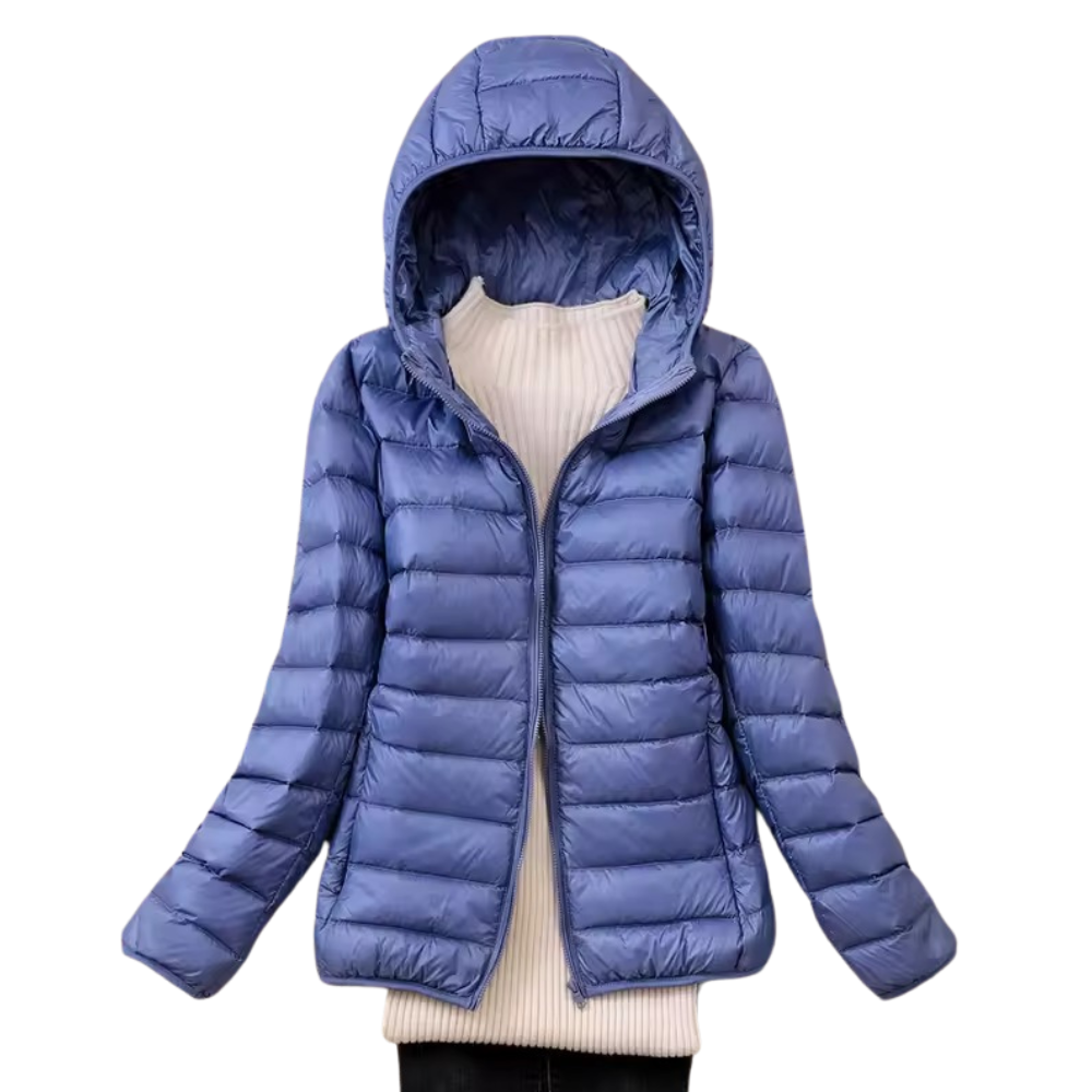 Winterpufferjack met capuchon voor dames met draagbare tas