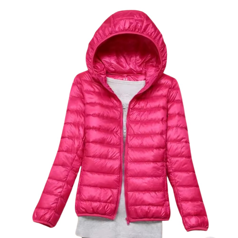 Winterpufferjack met capuchon voor dames met draagbare tas