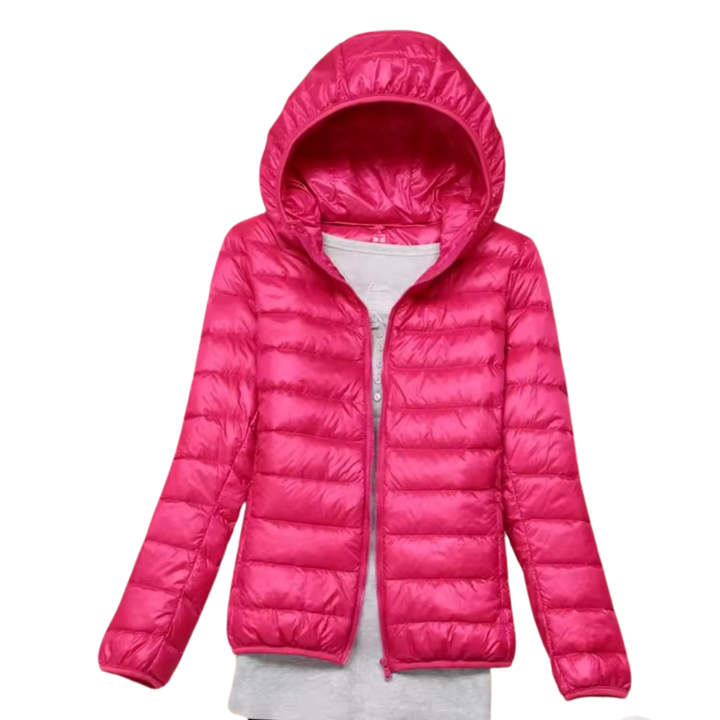 Winterpufferjack met capuchon voor dames met draagbare tas