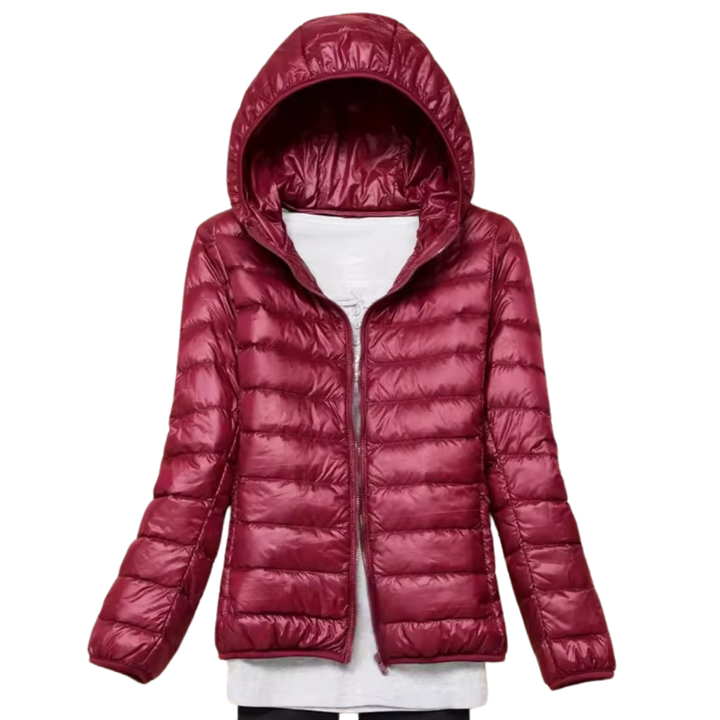 Winterpufferjack met capuchon voor dames met draagbare tas