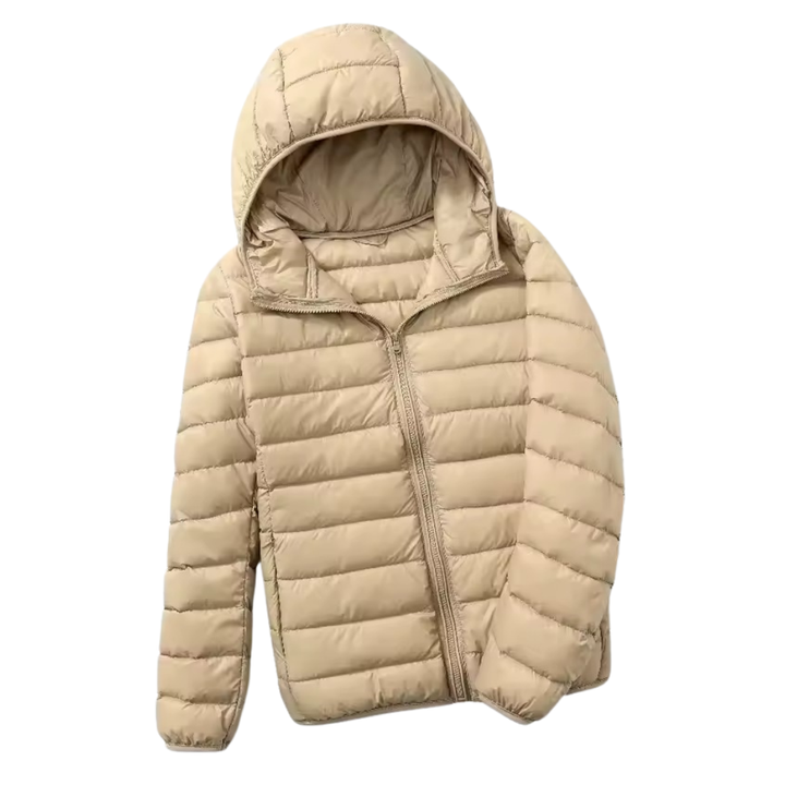 Winterpufferjack met capuchon voor dames met draagbare tas