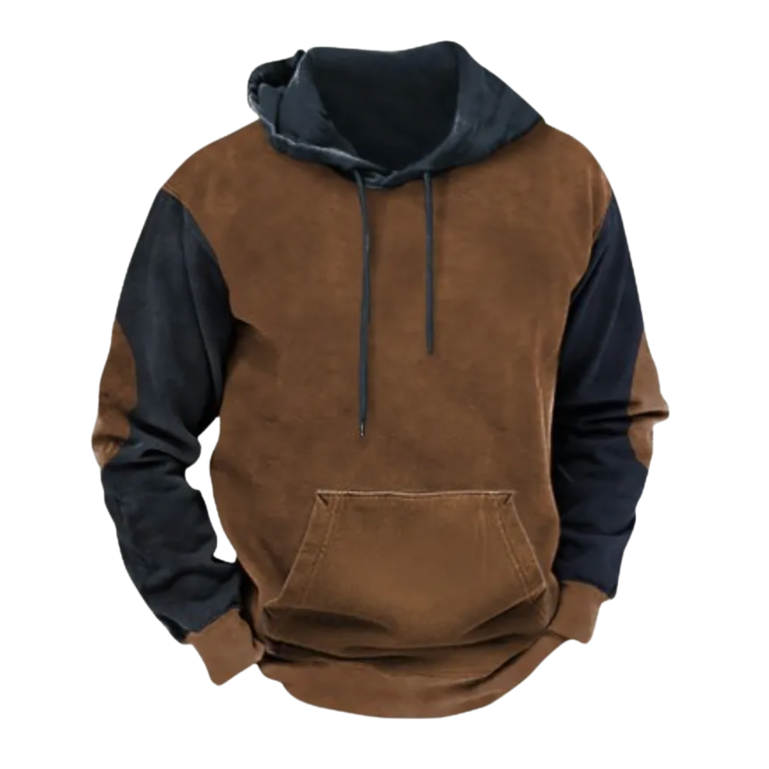 Heren hoodie capuchon kleurblok patroon kengoeroe