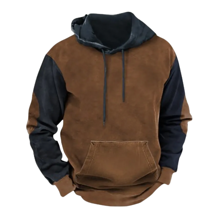 Heren hoodie capuchon kleurblok patroon kengoeroe