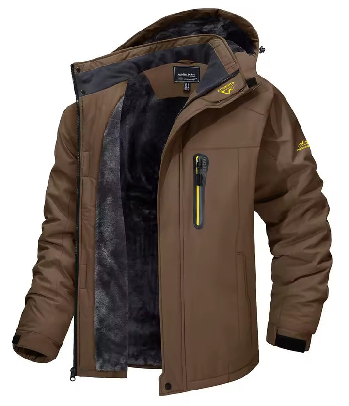 Winterjas met capuchon fleecevoering en lange mouwen voor heren