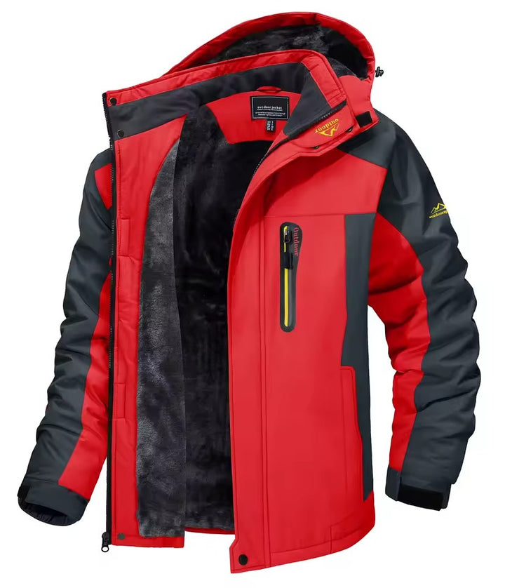 Winterjas met capuchon fleecevoering en lange mouwen voor heren