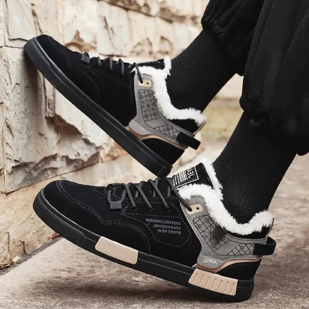 Heren winterschoenen met vetersluiting en profielzool