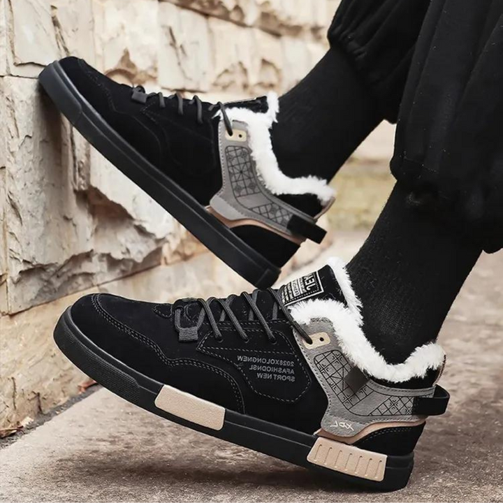 Heren winterschoenen met vetersluiting en profielzool
