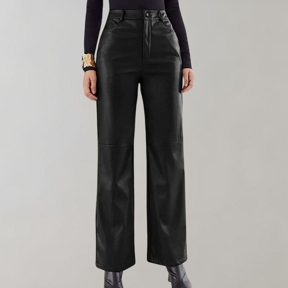 Recht gesneden leren broek